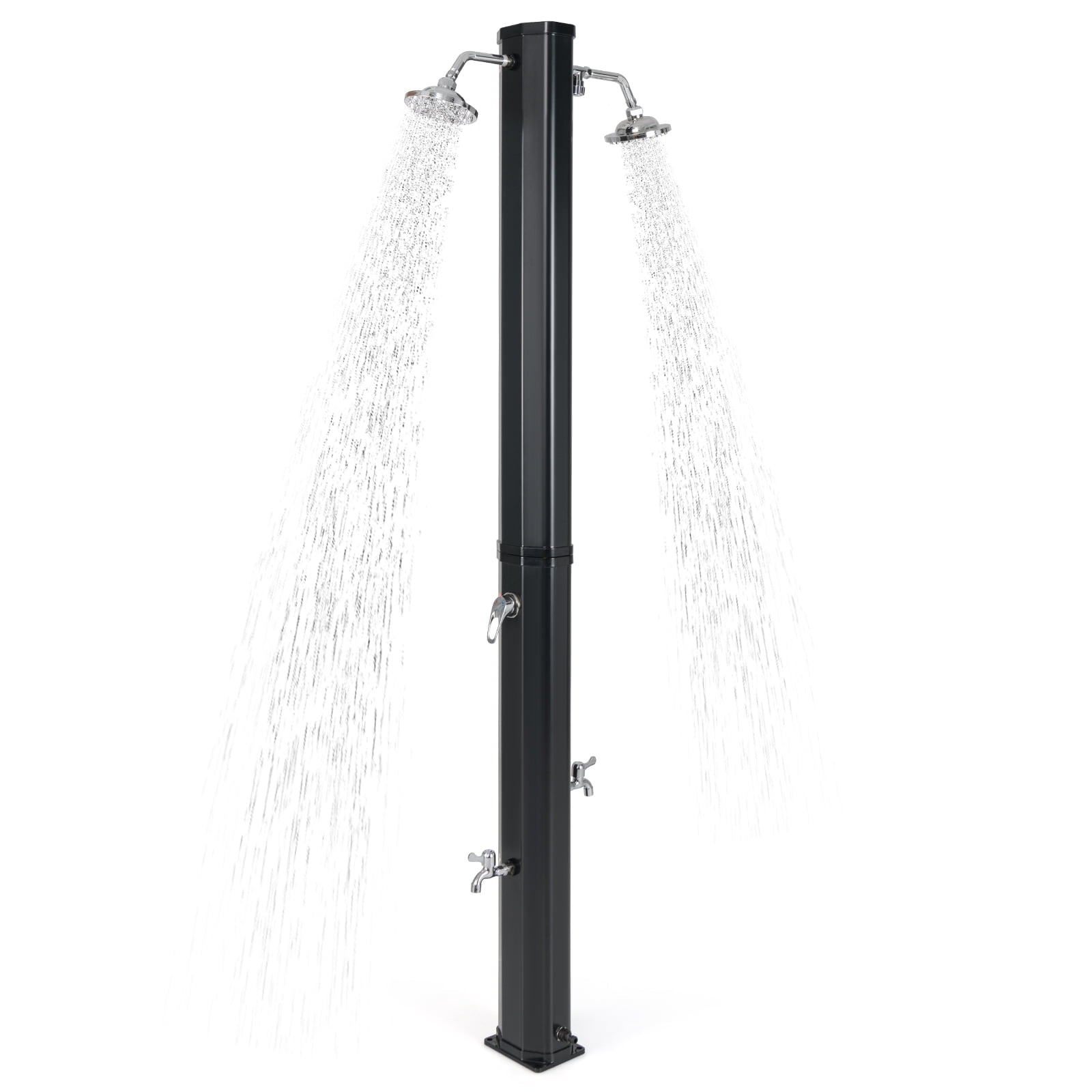 Biotree 9.3 Gallon Solar Heated Outdoor Shower with Dual Shower Heads Portable Camping Shower for Pool Beach Patio, Black