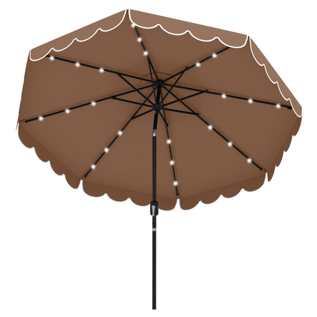 Biotree 9.3 ft Market Patio Umbrella with Crank and Tilt, 8 Sturdy Ribs, Vented Canopy - Coffee for Backyard