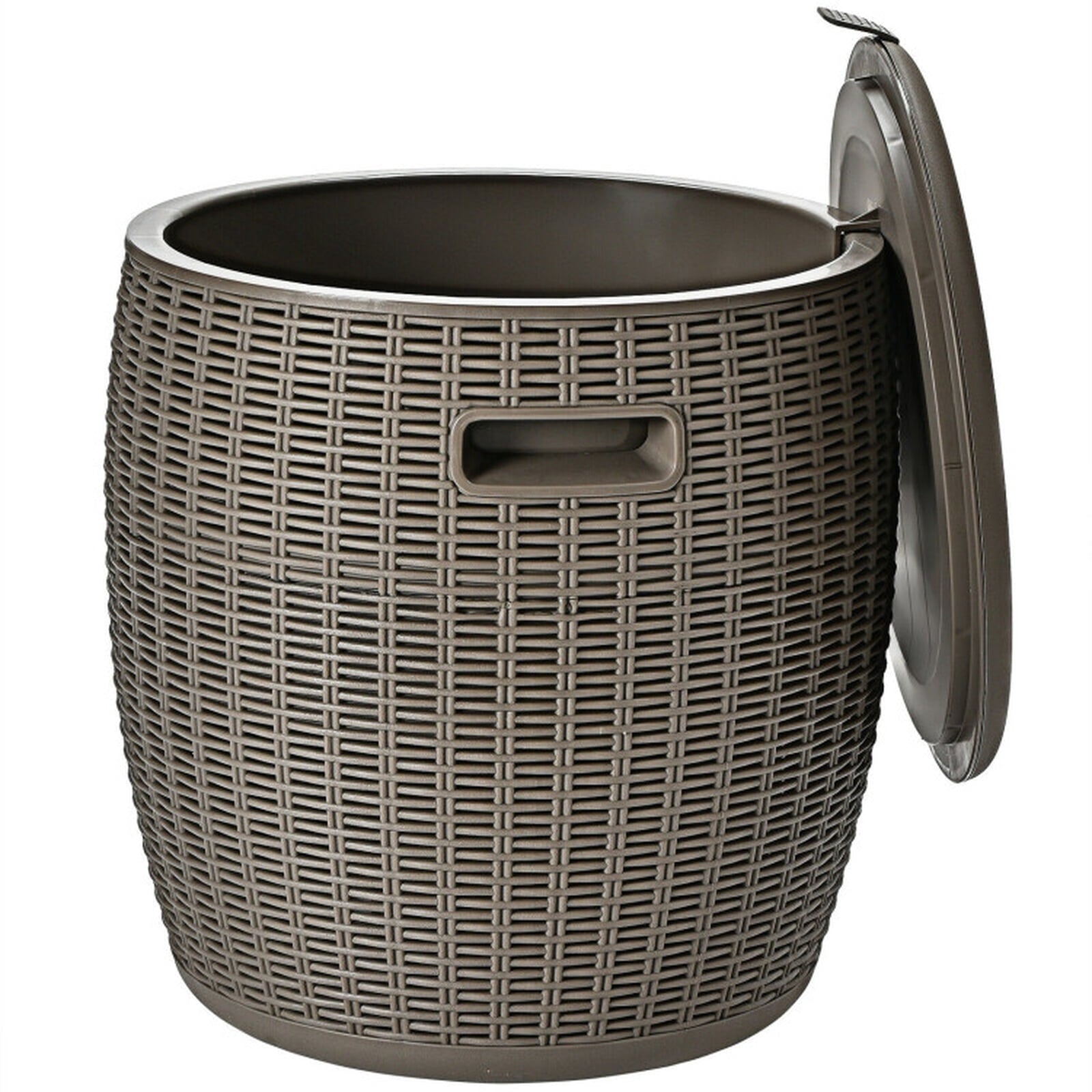 Biotree 9.5 Gallon 4-in-1 Patio Rattan Cool Bar Cocktail Table Side Table, Brown