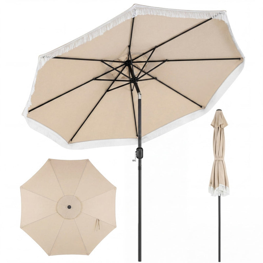 Biotree 9 FT Patio Umbrella, Patio Umbrella with Sun-Protective Canopy for Patio Garden Pool for Patio Garden Backyard Pool, Beige
