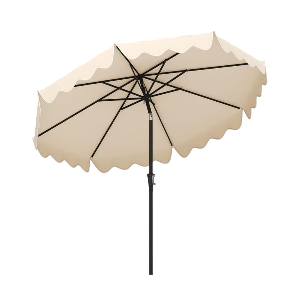 Biotree 9 Feet Patio Umbrella with Crank Handle and Push Button Tilt-Beige - Outdoor Patio Garden Sun Shade