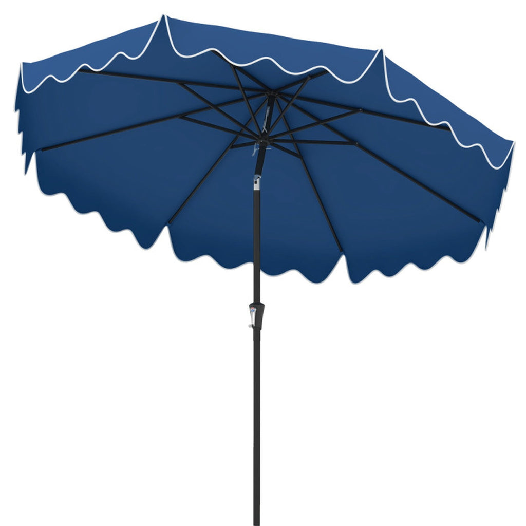 Biotree 9 Feet Patio Umbrella with Crank Handle and Push Button Tilt-Navy Navy Blue - Outdoor Patio Garden Sun Shade