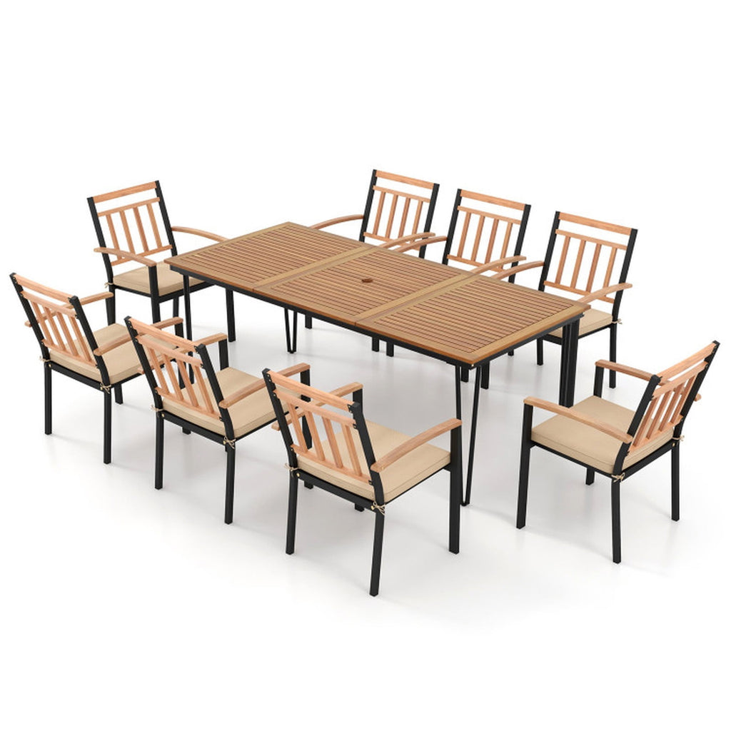 Biotree 9-Piece Patio Dining Set Acacia Table and 24 In Chairs
