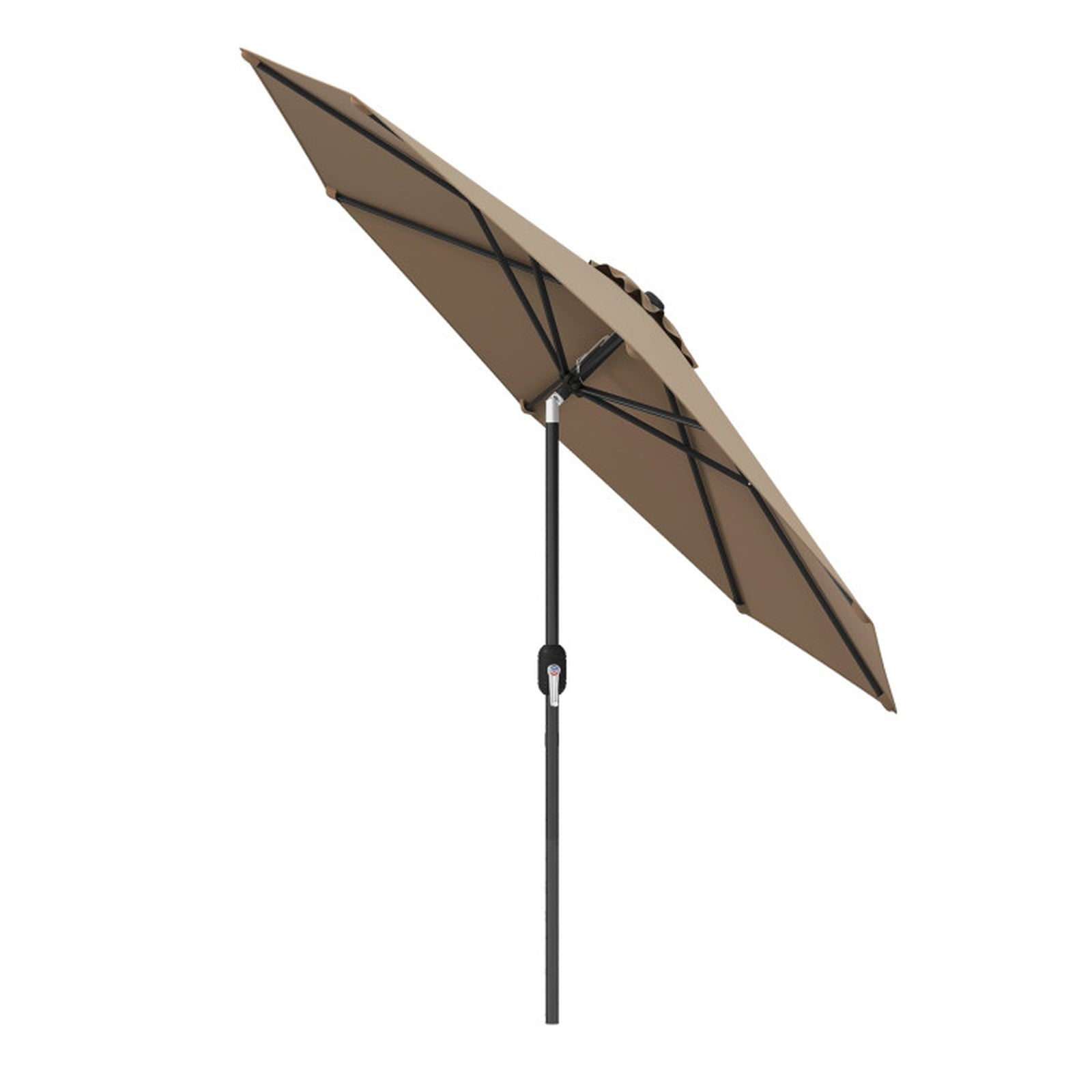 Biotree 9 ft Market Patio Umbrella with Crank and Tilt, 8 Sturdy Ribs, Vented Canopy - Tan for Backyard
