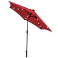 Biotree 9 ft Solar LED Market Patio Umbrella with Crank and Tilt, 6 Sturdy Ribs, Vented Canopy - Walnut