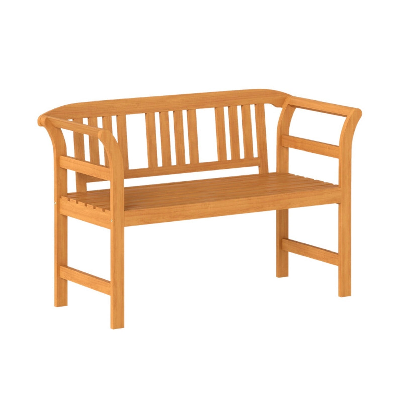 Biotree Acacia Wood 2-Person Patio Loveseat with Backrest and Armrests Stackable Patio Chair for Garden BackyardNatural