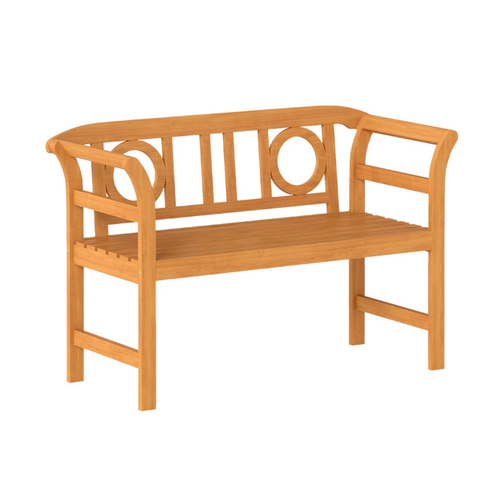 Biotree Acacia Wood 2-Person Patio Loveseat with Backrest and Armrests for Backyard Stackable Patio Chair for Garden BackyardNatural