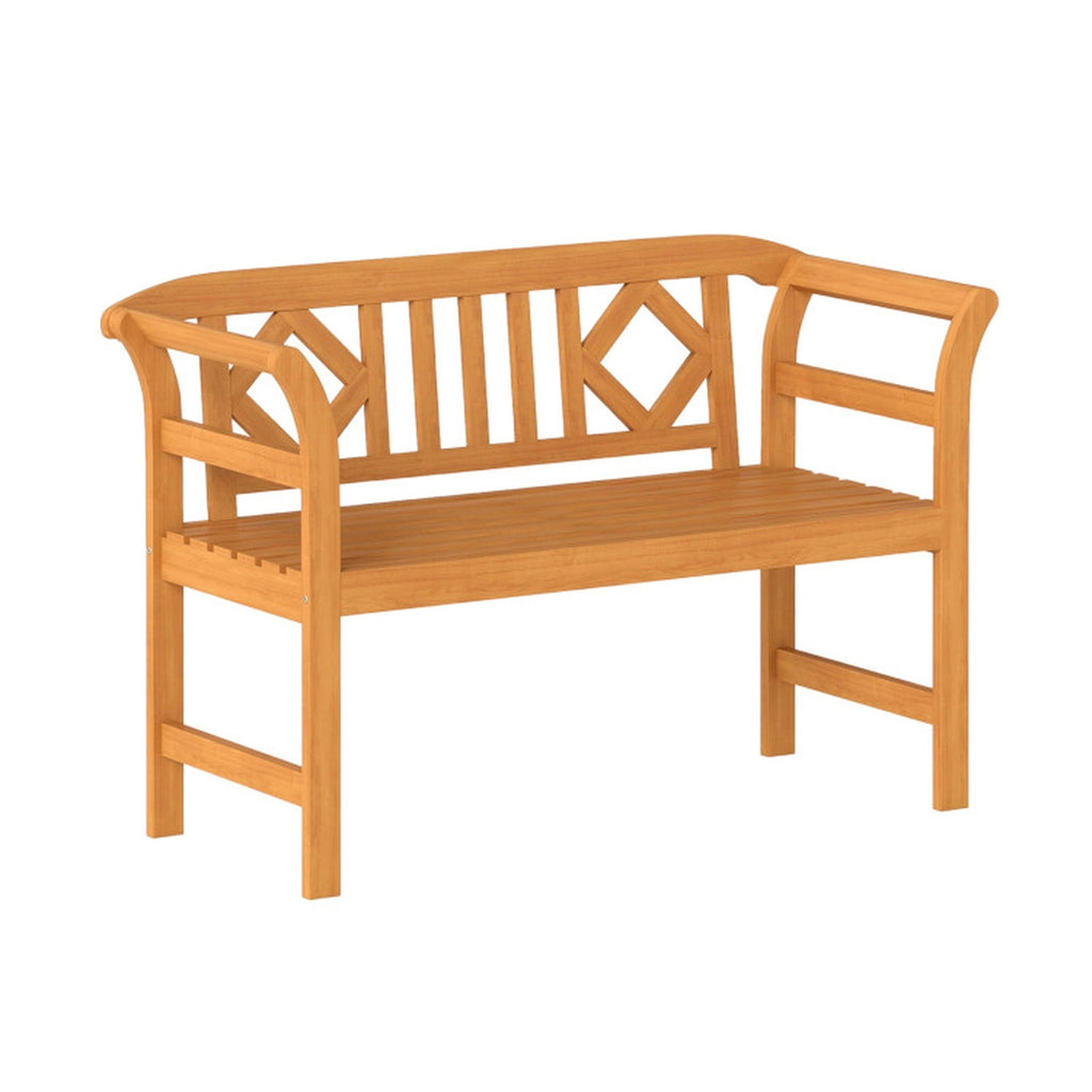 Biotree Acacia Wood 2-Person Patio Loveseat with Backrest and Armrests for Porch Stackable Patio Chair for Garden BackyardNatural