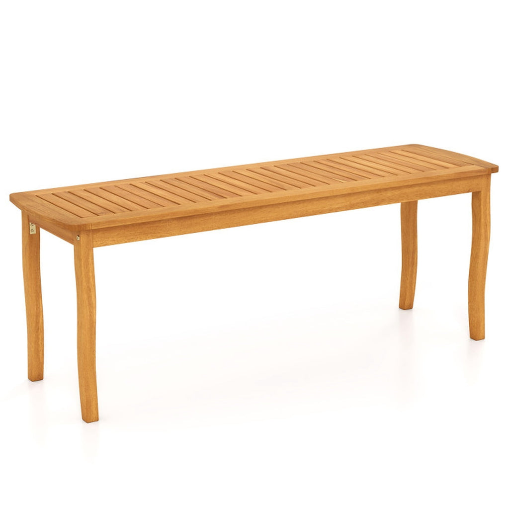 Biotree Acacia Wood Outdoor 48 Long Patio Dining Bench-2 Pieces Stackable Patio Chair for Garden BackyardNatural