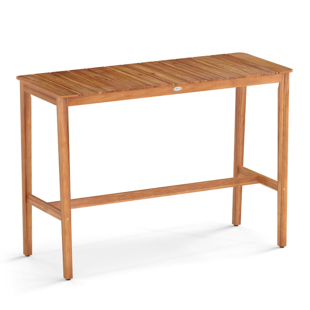 Biotree Acacia Wood Outdoor Bar Table Rectangular Patio Console Table for Backyard Garden Deck Yard Porch Restaurant, Natural