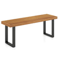 Biotree Acacia Wood Outdoor Bench 48 Inch Long Patio Dining Bench-1 Piece Stackable Patio Chair for Garden BackyardNatural+Black