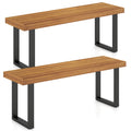 Biotree Acacia Wood Outdoor Bench 48 Inch Long Patio Dining Bench-Set of 2 Stackable Patio Chair for Garden BackyardNatural+Black
