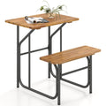Biotree Acacia Wood Patio Table Bench Set One-Side Picnic Table and Seat, Black