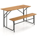 Biotree Acacia Wood Patio Table Bench for 2 People One-Side Picnic Table, Black