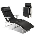 Biotree Adjustable Folding Chaise Lounge Chair with Pillow-Black