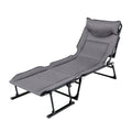 Biotree Folding Camping Cot 3 in 1 Convertible Padded Single Sofa Chair with Sturdy Steel Frame and 375 lbs Capacity for Outdoor Camping and Backyard Lounging, Gray