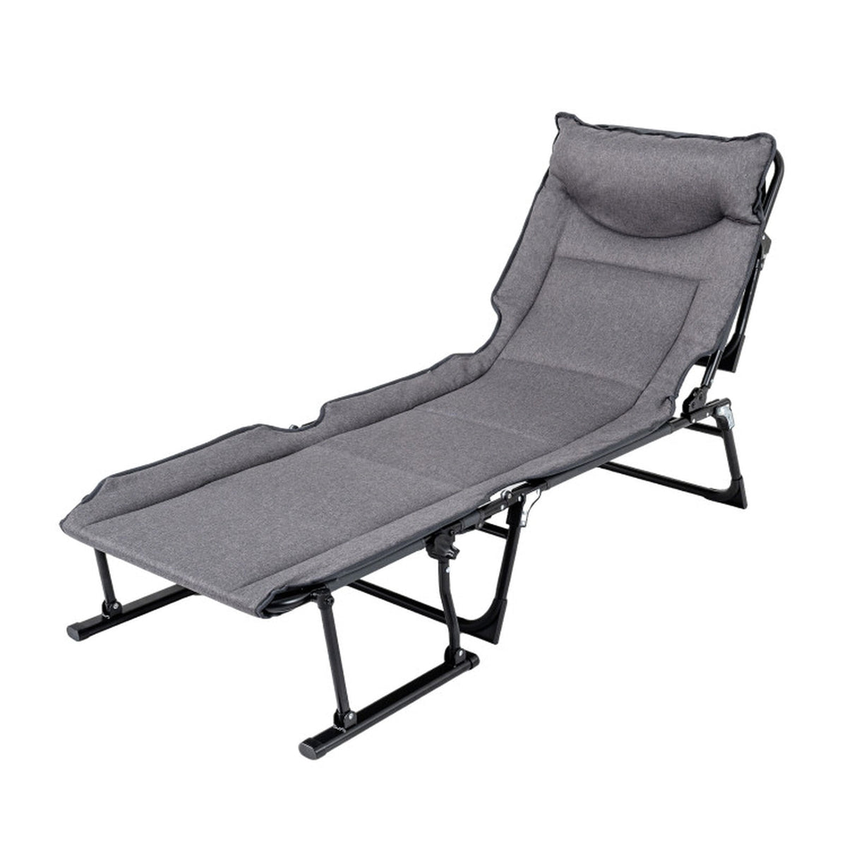 Biotree Folding Camping Cot 3 in 1 Convertible Padded Single Sofa Chair with Sturdy Steel Frame and 375 lbs Capacity for Outdoor Camping and Backyard Lounging, Gray