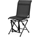 Biotree All weather Outdoor Foldable 360 Degree Swivel Chair with Iron Frame, Black