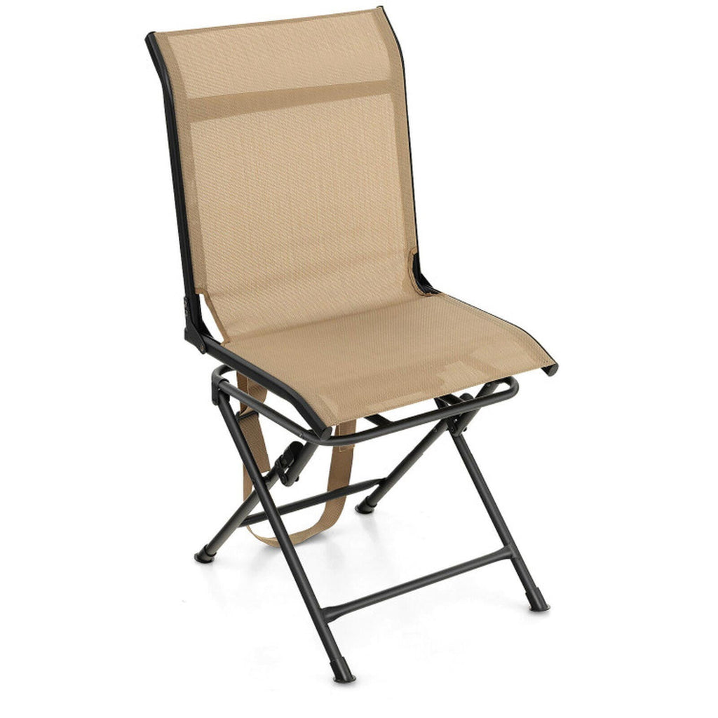 Biotree All weather Outdoor Foldable 360 Degree Swivel Chair with Iron Frame, Brown