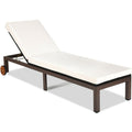 Biotree Back Adjustable Cushioned Patio Rattan Lounge Chair Stackable Patio Chair for Garden BackyardWhite