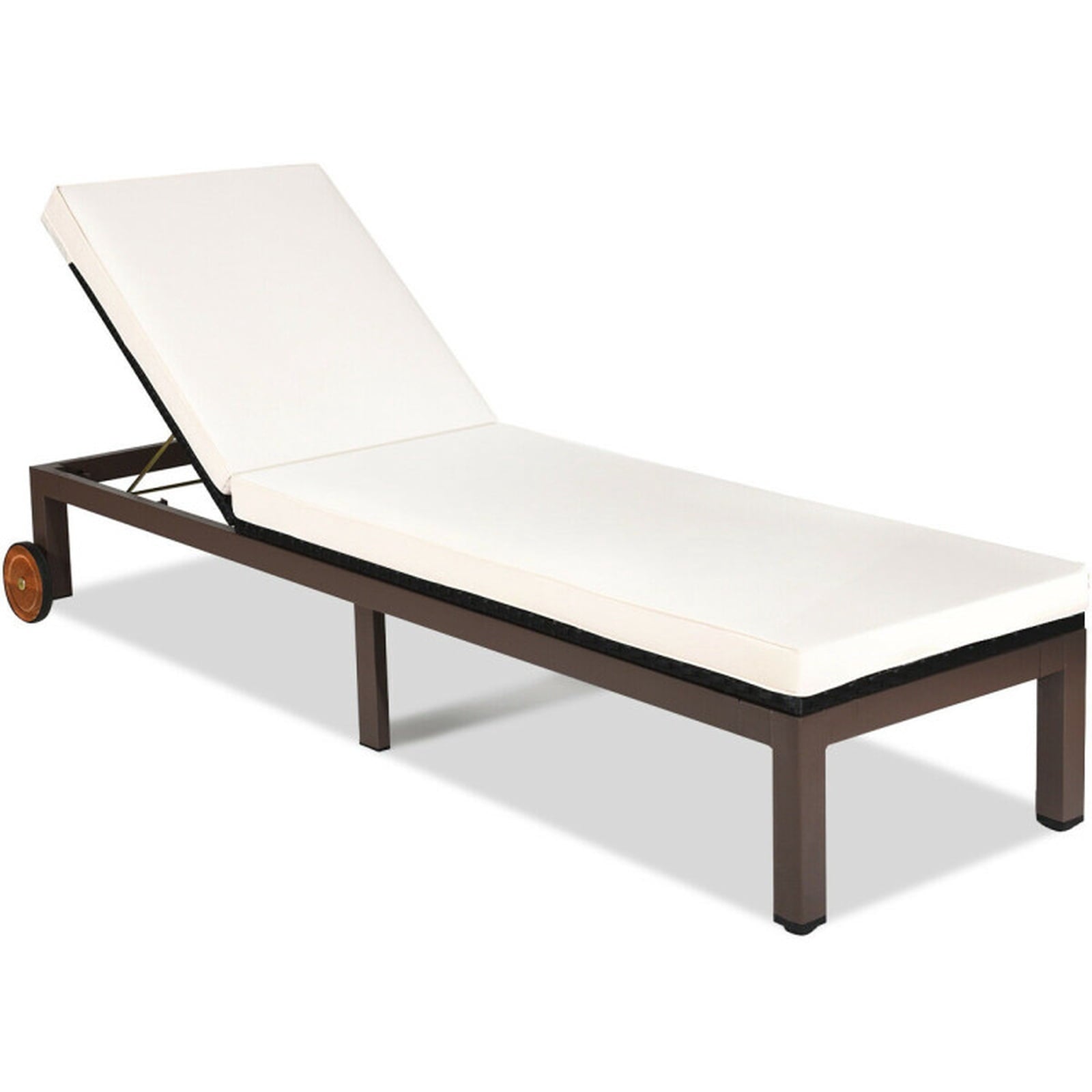 Biotree Back Adjustable Cushioned Patio Rattan Lounge Chair Stackable Patio Chair for Garden BackyardWhite