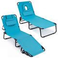 Biotree Beach Chaise Lounge Chair with Face Hole and Removable Pillow Stackable Patio Chair for Garden BackyardTurquoise