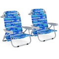 Biotree Foldable Backpack Beach Chair with Cup Holder and Storage Pockets Set of 2 Stackable Patio Chair for Garden BackyardNavy