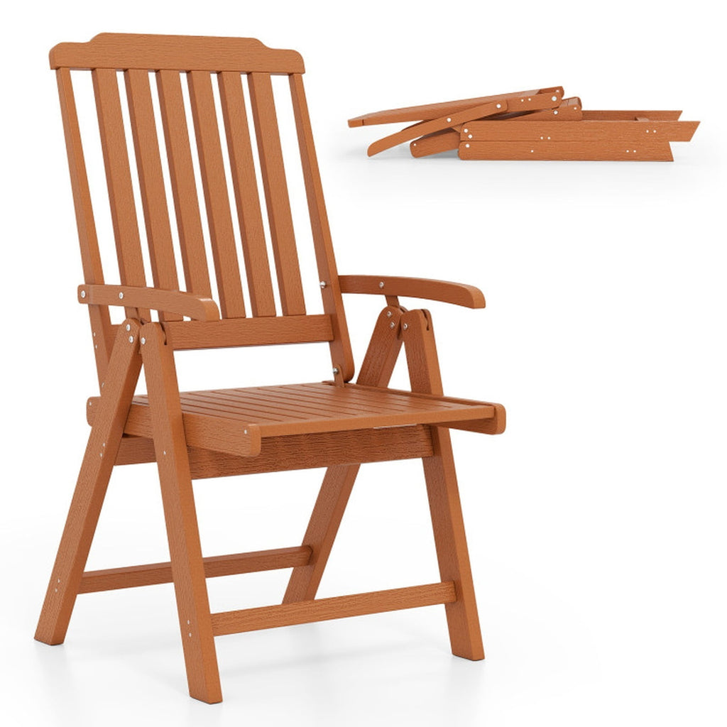 Biotree Foldable Patio Chair All-Weather HDPE Outdoor Dining Chair with Armrest Stackable Patio Chair for Garden BackyardBrown