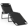 Biotree Foldable Recline Lounge Chair with Adjustable Backrest and Footrest Stackable Patio Chair for Garden BackyardBlack