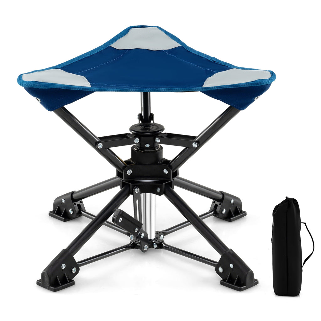 Biotree Folding 360 Degree Swivel Camping Stool with Anti-Sink Feet Portable Hunting Chair with Carry Bag for Outdoor, Blue