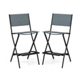 Biotree Folding Bar Stools Set of 2 Backrest Humanized Footrest for Patio Porch Garden Backyard Outdoor, Blue