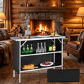 Biotree Folding Camping Table with 2-Tier Storage Shelves for Outdoor BBQ and Cooking, Black
