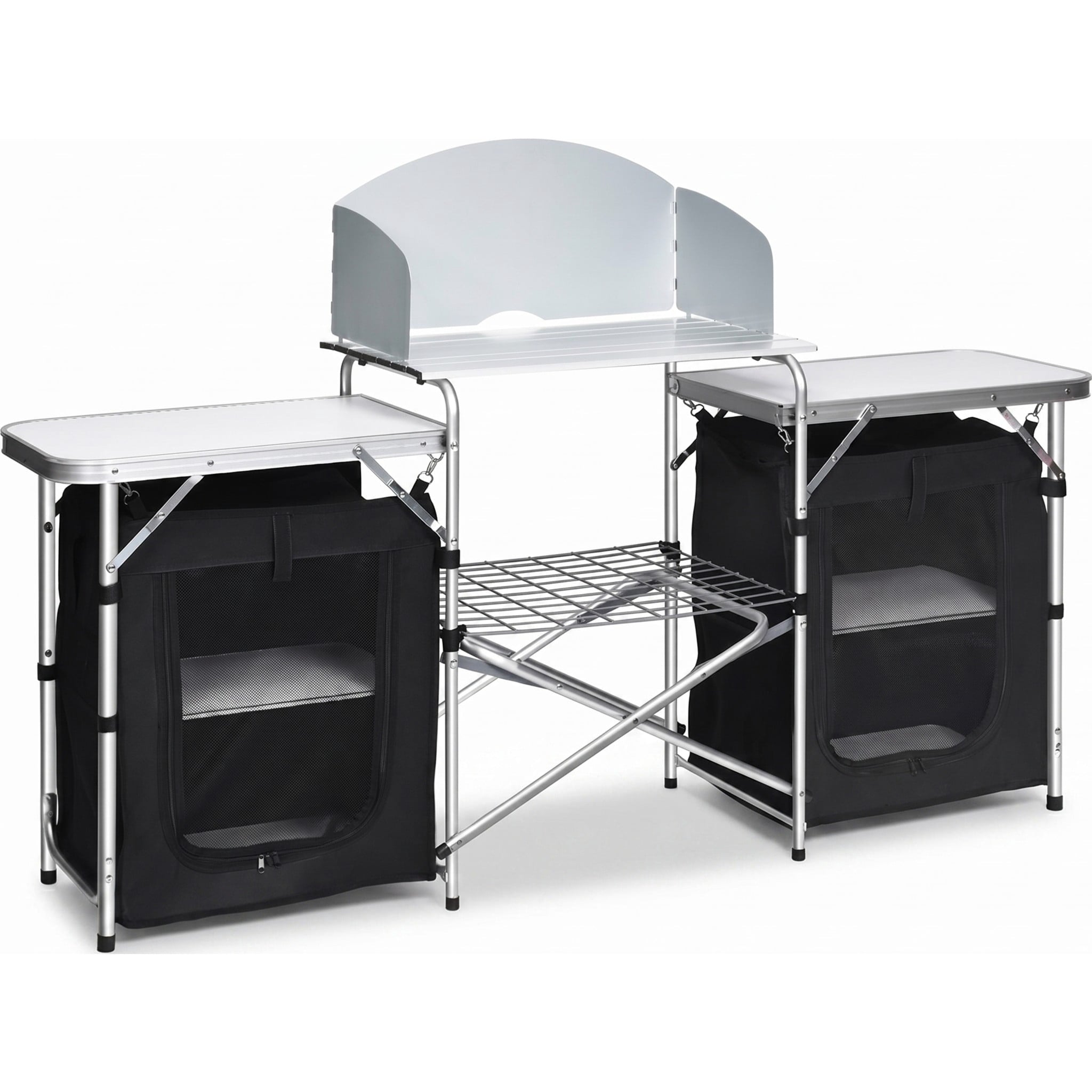 Biotree Folding Camping Table with Storage Organizer, Black