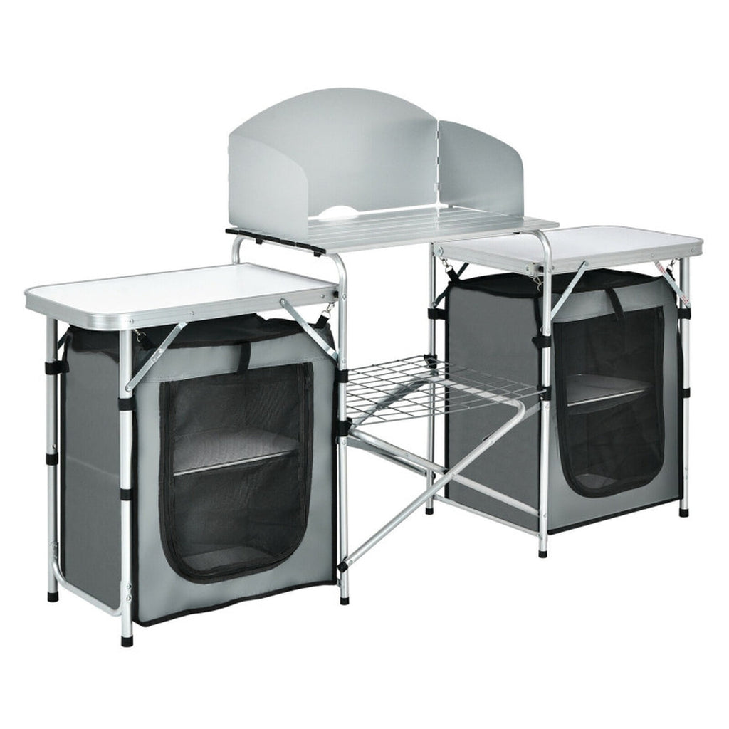 Biotree Folding Camping Table with Storage Organizer, Gray