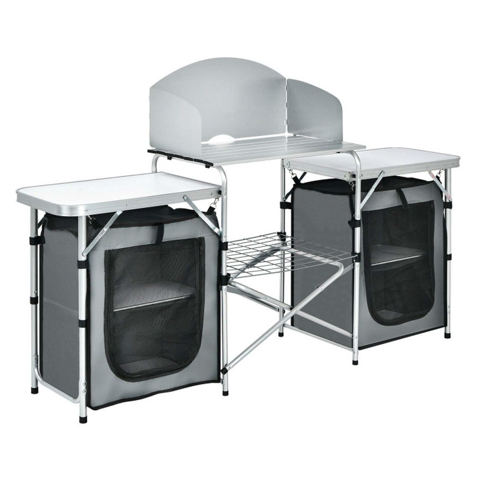 Biotree Folding Camping Table with Storage Organizer, Gray