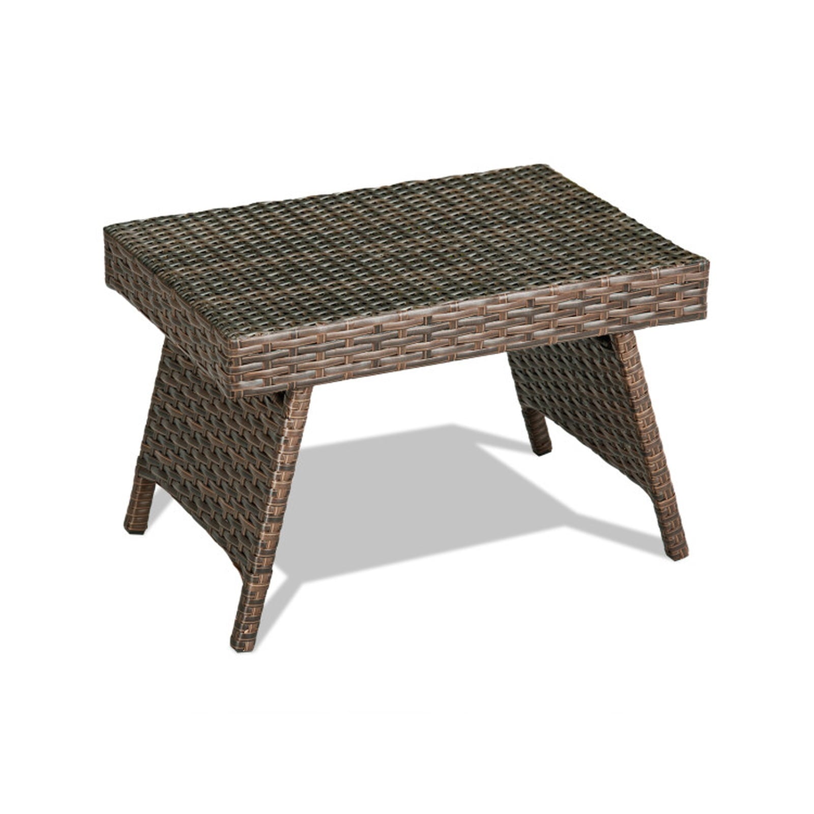 Biotree Folding PE Rattan Side Coffee Table Patio Garden Furniture, Black