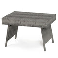 Biotree Folding PE Rattan Side Coffee Table Patio Garden Furniture, Gray