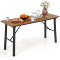 Biotree Folding Picnic Table Acacia Wood Dining Table with Metal Frame for Indoor Outdoor Activities, Natural