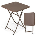 Biotree Folding Picnic Table with Rattan Grain HDPE Tabletop and Sturdy Metal Fame, Coffee