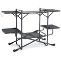 Biotree Folding Portable Outdoor Cook Station with Heat-Resistant Aluminum Tabletop Camp Kitchen Table with Storage, Black