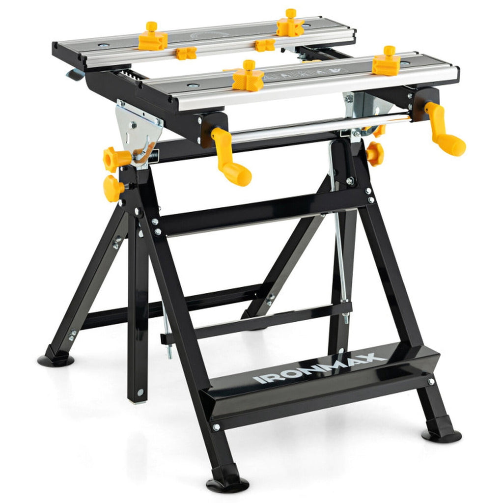 Biotree Folding Work Table with Tiltable Platform and 7-level Adjustable Height for Garage Workshop Home DIY Projects, Black