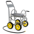 Biotree Garden Hose Reel Cart 4 Wheels Heavy-Duty Metal Water Hose Organizer Portable for Garden Yard Lawn Watering Outdoor, Silver