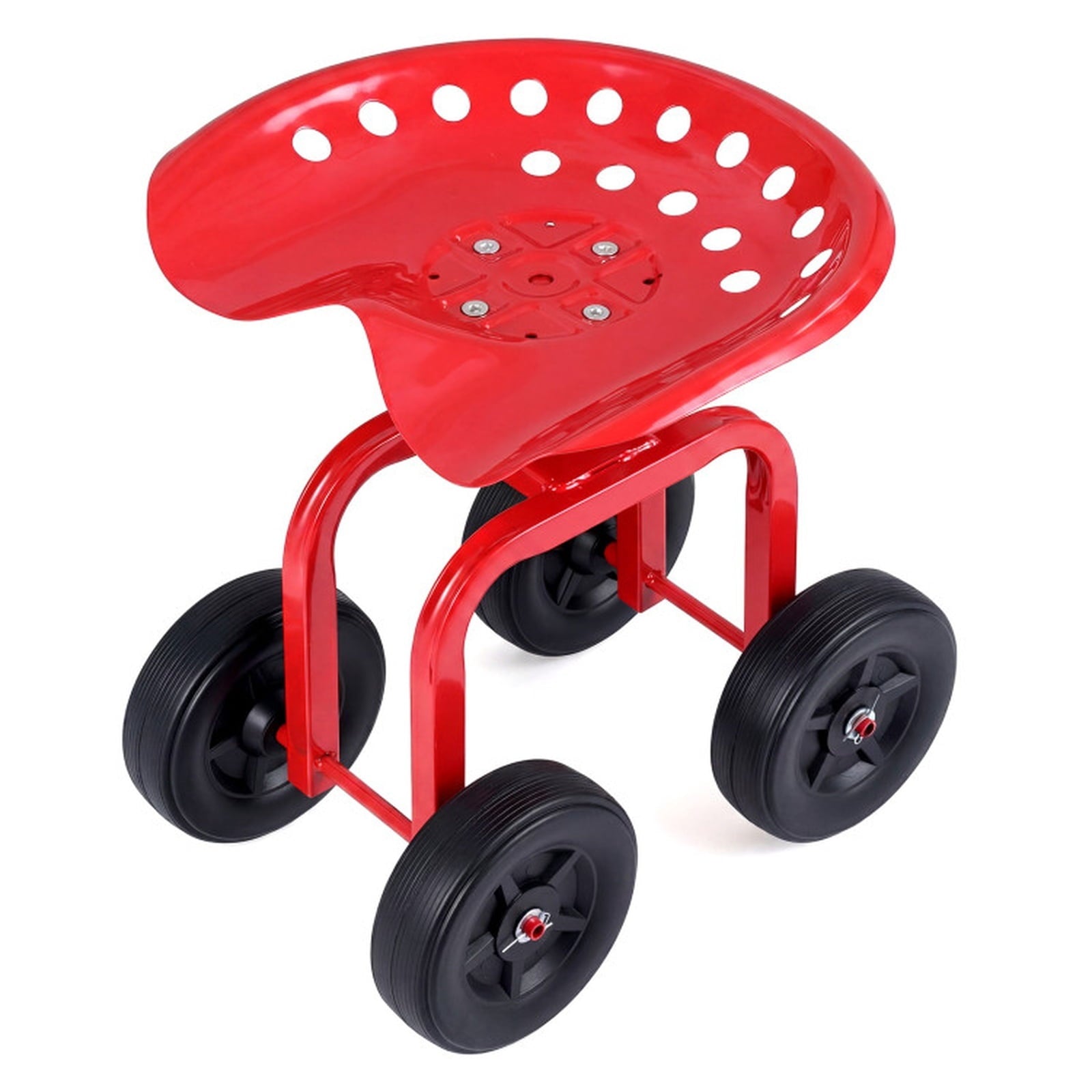 Biotree Garden Rolling Workseat with 360¡ã Swivel Seat and Adjustable Height for Garden Yard Lawn Work Outdoor, Red