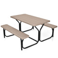 Biotree HDPE Outdoor Picnic Table Bench Set with Metal Base, Coffee