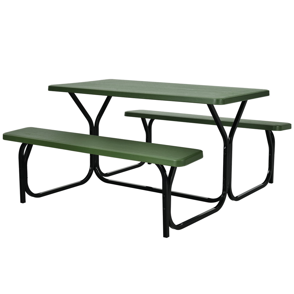 Biotree HDPE Outdoor Picnic Table and Bench Set-Green
