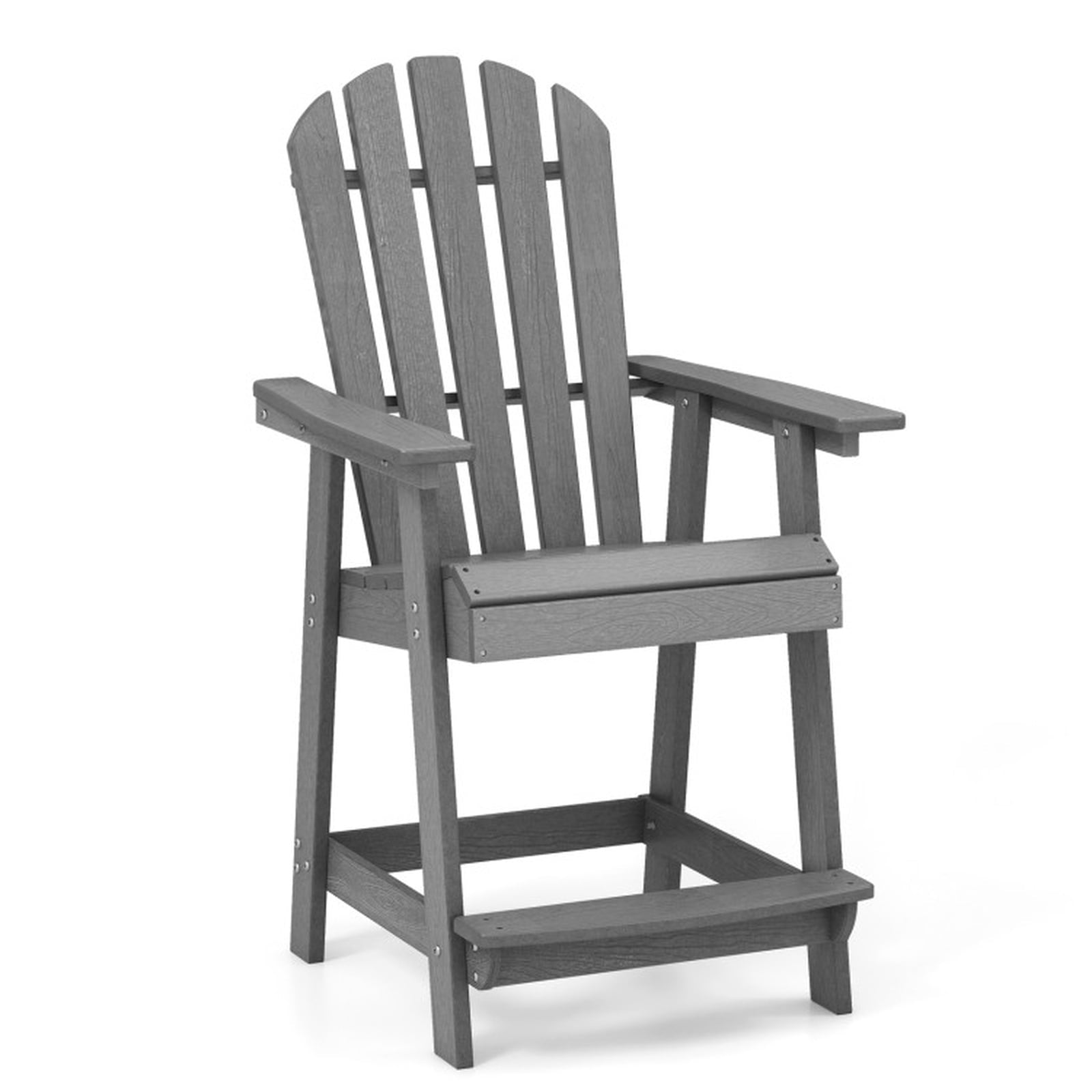 Biotree HDPE Patio Chair with Armrest and Footrest for Indoor Outdoor Stackable Patio Chair for Garden BackyardGray