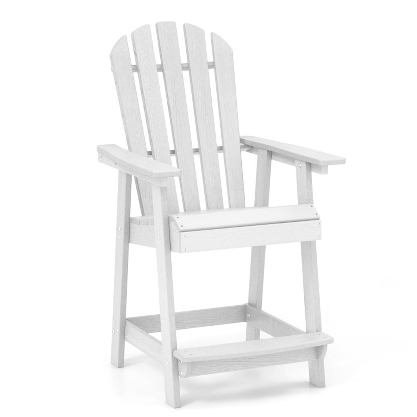 Biotree HDPE Patio Chair with Armrest and Footrest for Indoor Outdoor Stackable Patio Chair for Garden BackyardWhite