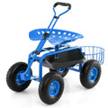 Biotree Heavy Duty Garden Cart with Tool Tray and 360 Swivel Seat for Garden Yard Lawn Work Outdoor, Blue