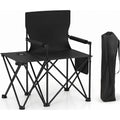 Biotree Heavy Duty Oversized Folding Camping Chair with Side Table and Storage Pockets Portable Outdoor Chair for Adults, Black