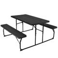 Biotree Indoor and Outdoor Folding Picnic Table Bench Set with Wood-like Texture, Black